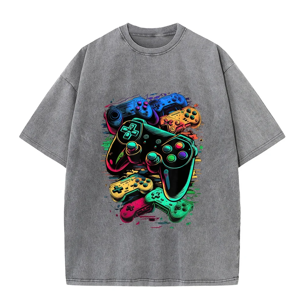Control Gamer Video Game Controller T-Shirt Japanese Vintage Clothes Korean Reviews Many Graphic Print Unisex Cotton T Shirt