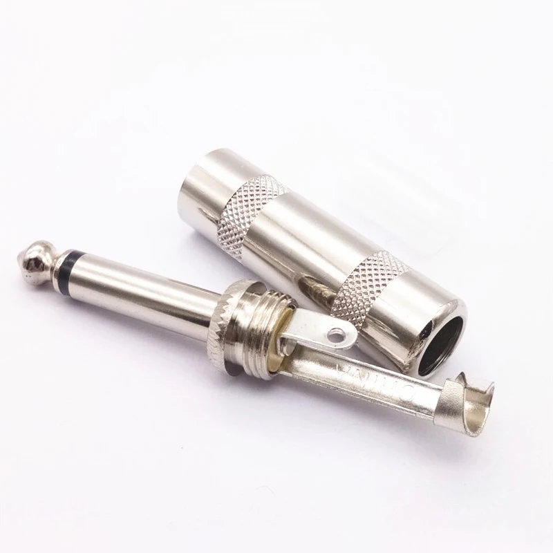 2/4pcs 6.35mm Mono Jack Plug Audio Connector Solder Cable DIY Audio Adapter 6.3mm Male Plug for guitar