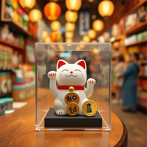 Solar Powered Maneki Neko Lucky Cat Welcoming Chinese Lucky Cat Waving Hand Beckoning Fortune Cat Figurines For Home Decor