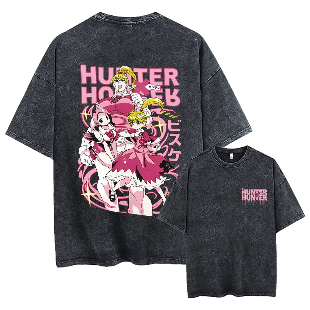 

Washed Vintage Anime Hunter X Hunter Gon Killua Graphic T-shirt Men Women Cotton Casual Oversized T Shirt 90s Cartoon Streetwear