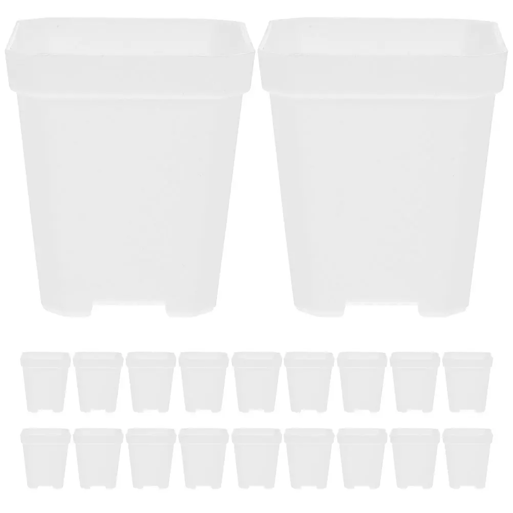 

20Pcs Transparent Square Plastic Pots for Plants with Drainage Holes Small Nursery Seedling Starters Indoor Garden Grow Supplies