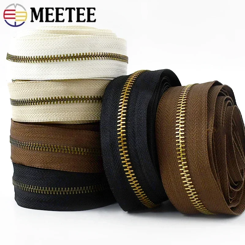1/2/3/4Meters Meetee 5#  Metal Zipper Without Slider Garment DIY Zippers for Sewing Crafts Clothing Bags Accessories ZA176
