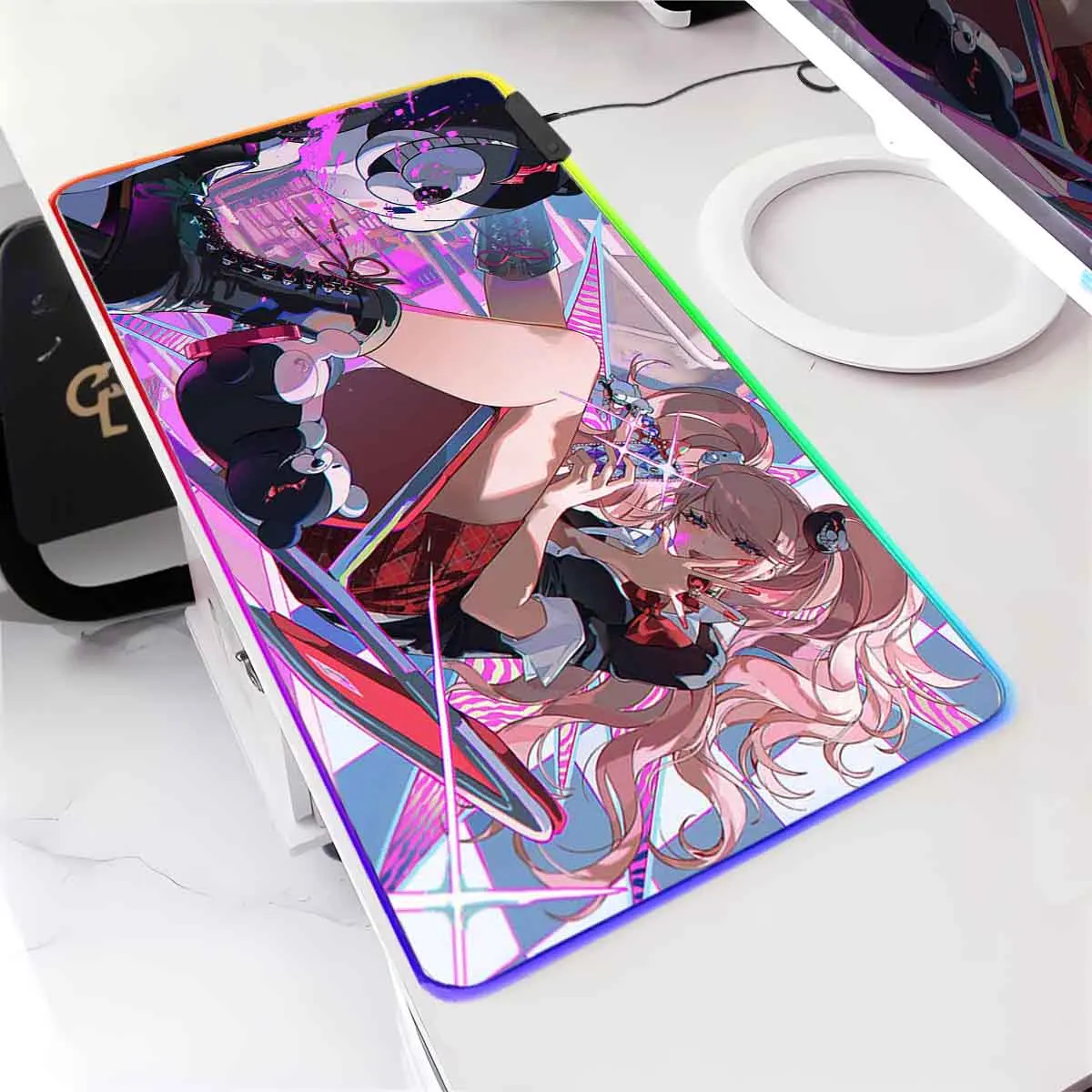 

Аниме Junko RGB коврик для мыши с подсветкой D_Danganronpa Gaiden коврик для мыши светодиодный большой коврик для мыши нескользящий коврик для клавиатуры аксессуары для геймеров