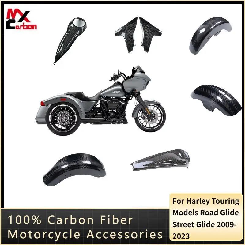 For Harley Touring Models Road Glide Street Glide 2009-2023 100% Carbon Fiber Fender Cover Side Panels Motorcycle Accessories