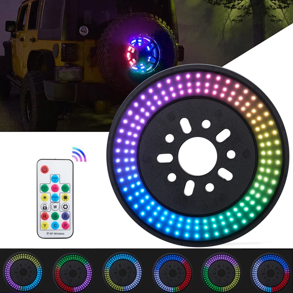 

AumoHall RGB Spare Tire Brake Light Design Color Changing LED Brake Wheel Light Fit for Jeep Wrangler JK 2007-2017 JL2018-2020