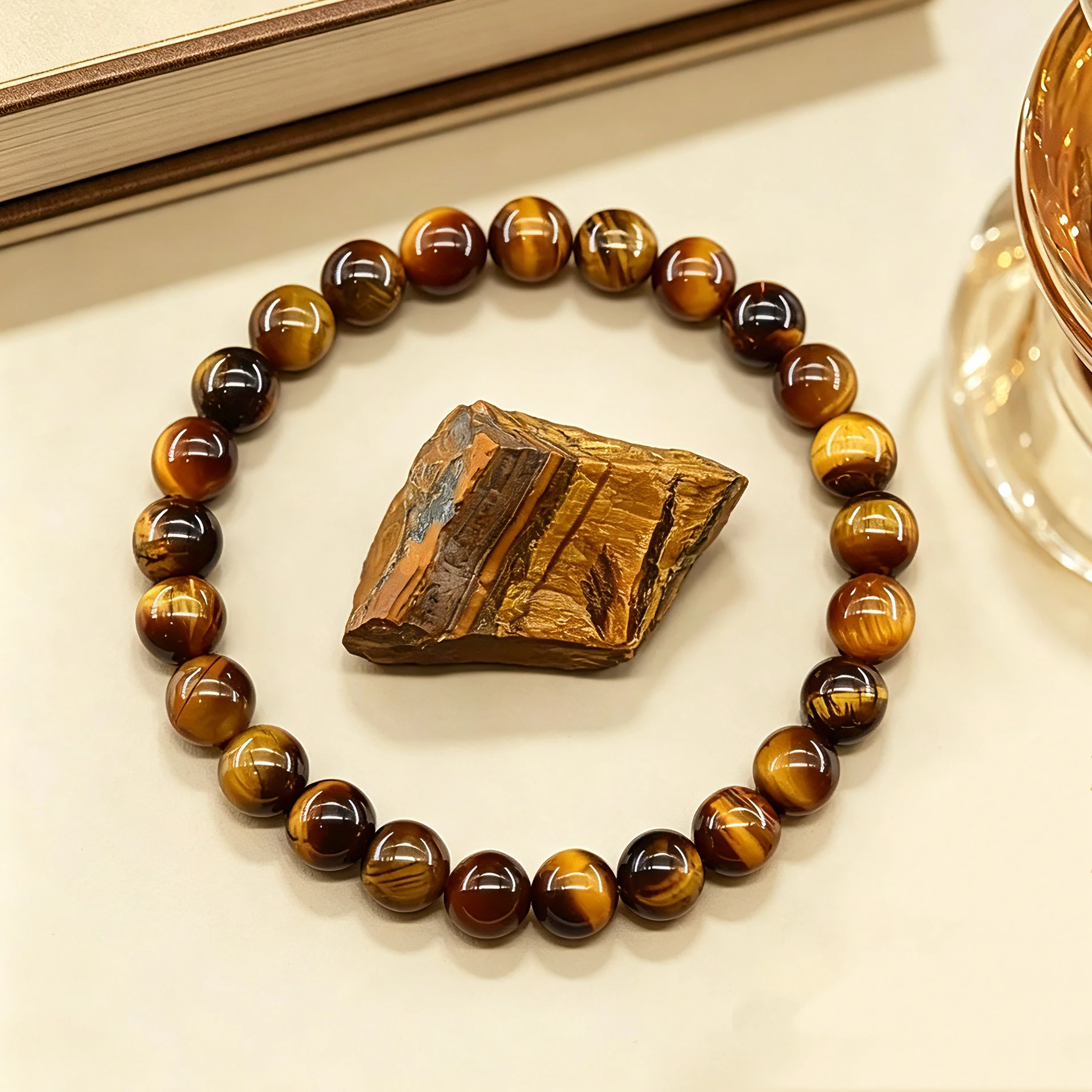 6 Colors Tiger Eye Citrine Obsidian Hematite Black Tourmaline Bracelet for Women Men, Lucky Feng Shui 8mm Natural Stone Beaded J