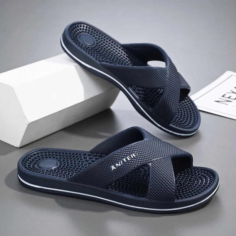 Men Massage Slippers Breathable House Slippers Bathroom Slippers Bedroom Slides Man Massage Flip-flops Beach Slides Plus Size 48 image 2