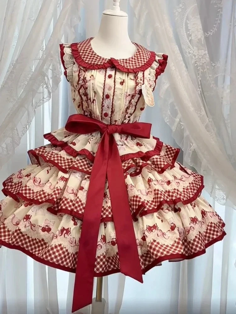 الحلو Kawaii الحلو لوليتا أنيقة المرأة مساء حفلة الجنية قصيرة الأكمام فستان قصير لطيف الأميرة 2025 ملابس الصيف الموضة #1