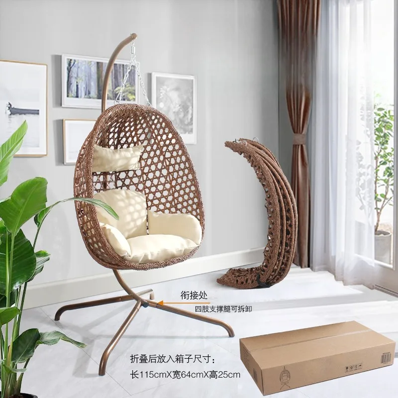 

Courtyard Wicker Folding Hanging Chair Garden Metal Station with Large Loading Capacity Garden Outdoor Wicker Hammocks Swing