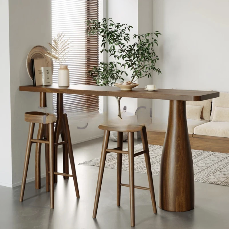 높은 나무 발코니 바 테이블 주방 럭셔리 현대 커피 칵테일 바 테이블 야외 거실 Tavoli Alti 가구