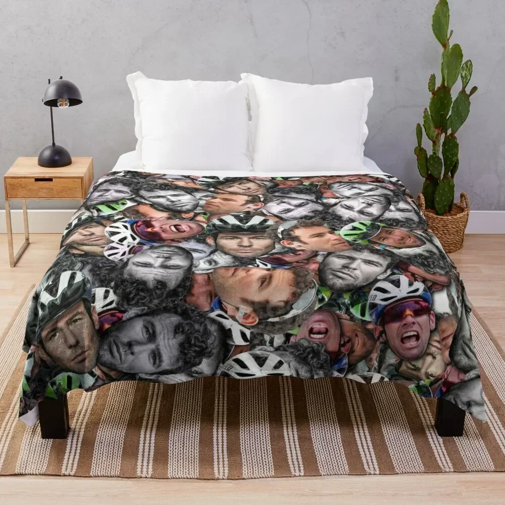 

mark cavendish - professional road racing cyclist face pattern Throw Blanket Blankets For Baby halloween Camping Single Blankets
