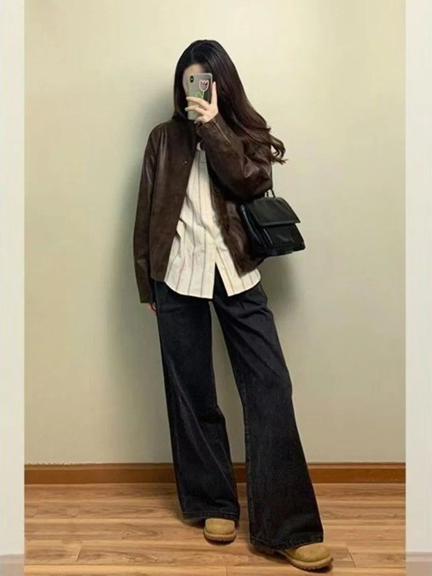 レトロブラウンレザージャケット レディース 2025年 春秋新作 メラリ スタンドカラー 個性派 バイクジャケット アウター