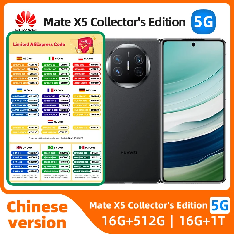 

HUAWEI mateX5 Collector's Edition Smartphone Kirin 9000s 7.85“ Fold Screen 50MP Camera 66W Charge 5060mAh HarmonyOS Used Phone