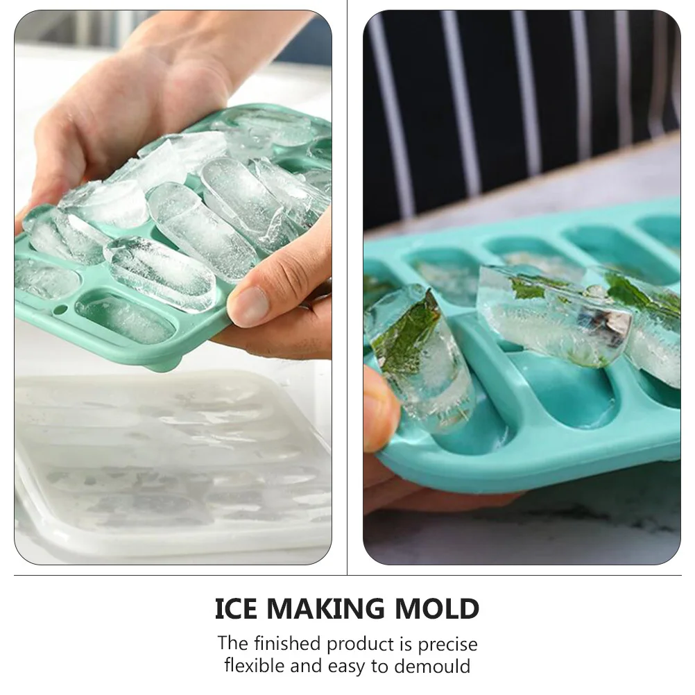 

14 Grids Eco Friendly Silicone Ice Cube Tray with Lid Ice Making Mold for Home Use Fast Freezing Non Sticky Design