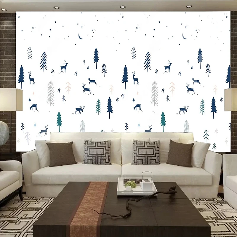 

Custom Mural Wallpaper Nordic Cute Deer European Forest Wall Painting Living Room Bedroom Study TV Home Decor 3D Papel De Parede