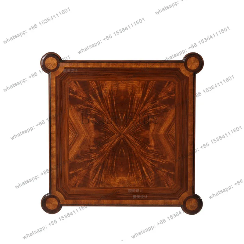 English room, bedside cabinet, wood grain parquet, neoclassical living room, small corner, solid wood carving