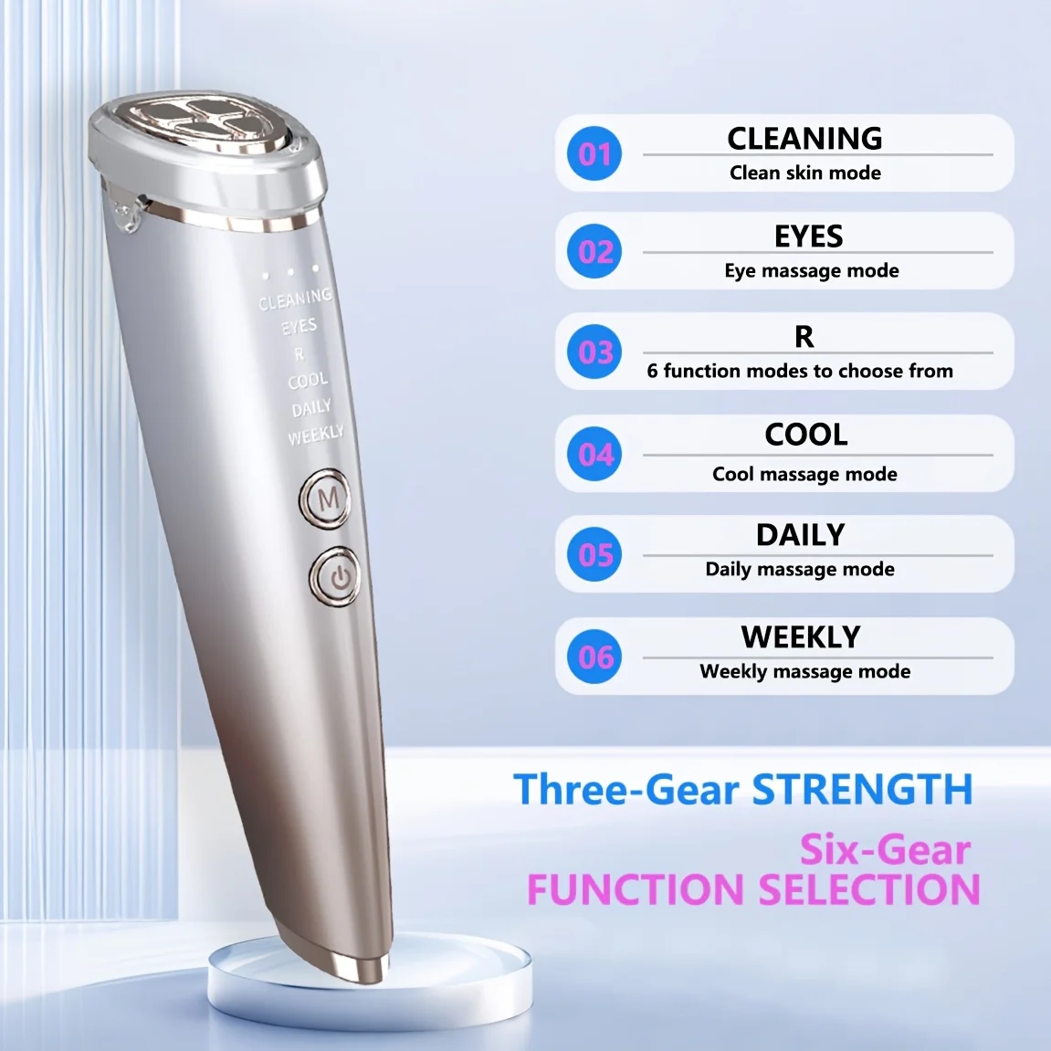 Strumento di bellezza domestico ricaricabile USB 6 in 1, massaggiatore per il viso, strumento per la cura della pelle, per il sollevamento del viso e il rassodamento degli occhi