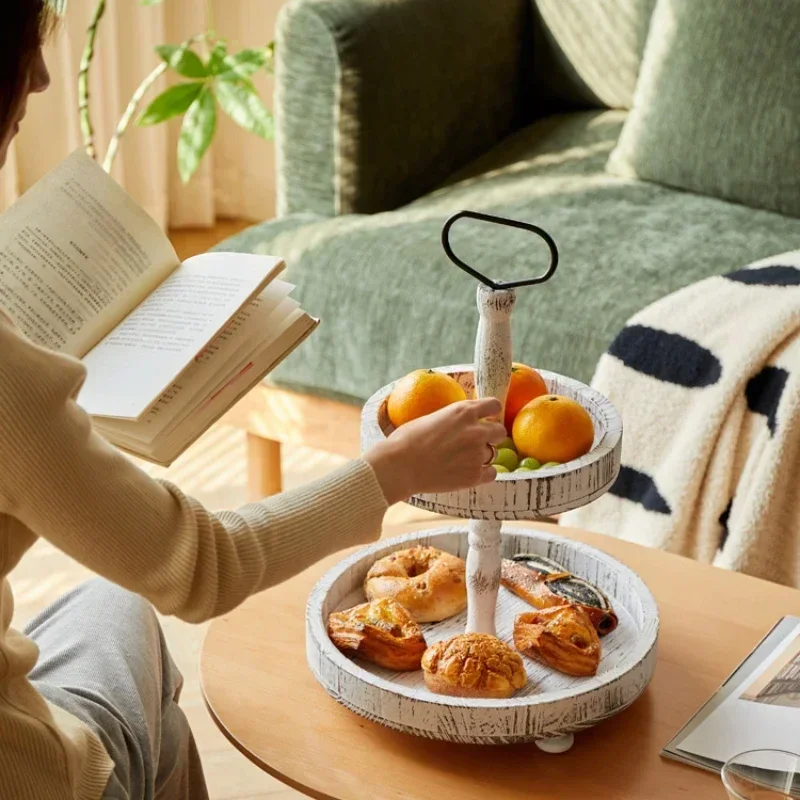 Double-layer cake stand Double Tray Fruit Display Shelf 1PC Round Cake, Dessert Shelf Afternoon Tea Dessert Shelves for Home Use