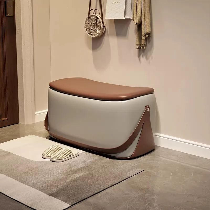 

Leather Storage Shoe Bench with Removable Lid, Portable Entryway Seat with High-Density Cushion，Large Capacity Organizer Ottoman