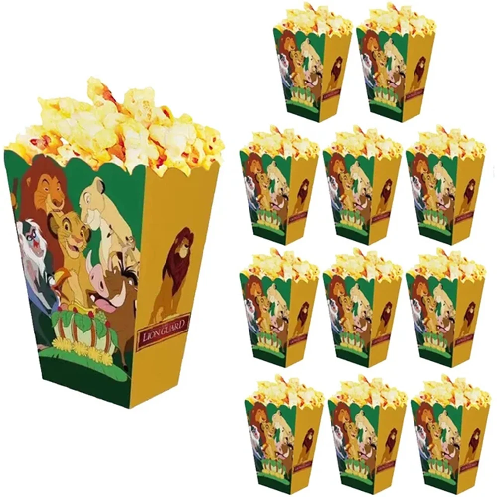 6/12/18/24Pack Simba Lion King Party Popcorn Box Baby Bath Party Biscuit Box Simba Lion Theme Party Birthday Food Box