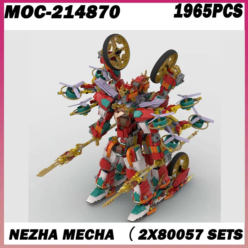 

1965PCS MOC-214870 NEZHA MECHA Nezha Mech Model Building blocks DIY Chinese Heroes Man Armor Robot Set Bricks Toys for Boys