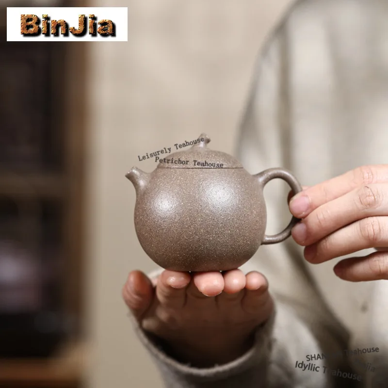 

150ml Boutique Yixing Purple Clay Teapots Handmade Eggplant Pot Raw Ore Purple Jade Gold Sand Mud Kettle Zisha Tea Set Gift