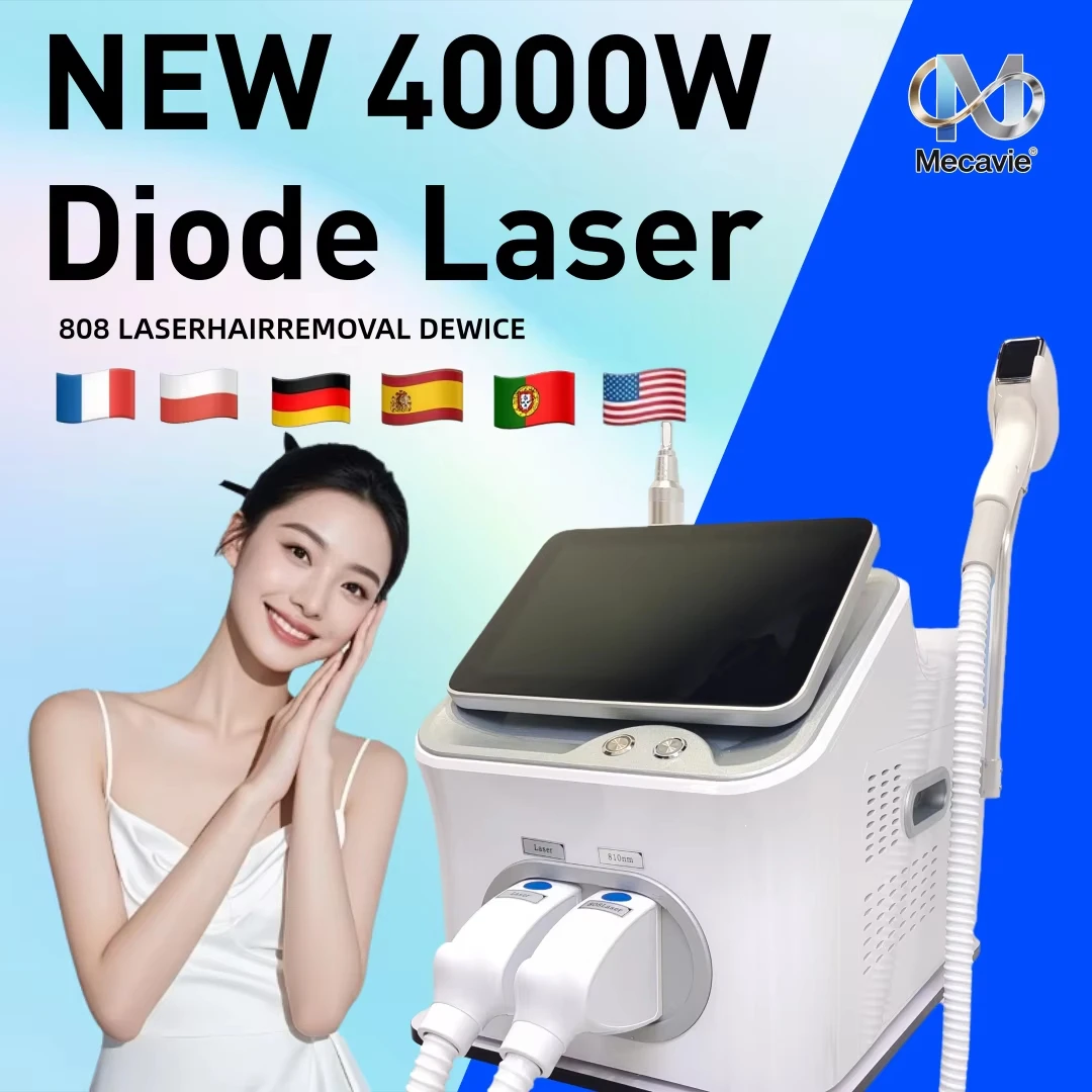 

2 IN 1 Diode Laser 4000w Hair Removal Machine Picosecond laser Qswitch ND YAG tattoo removal machine 4 Waves 755 1064 940 808NM