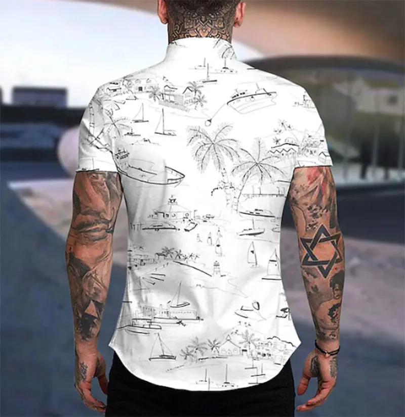 Heren Shirt Zomer Vakantie Strand Outdoor Straat Korte Mouwen Shirt Plus Size Casual Mode Print Shirt Heren Kleding