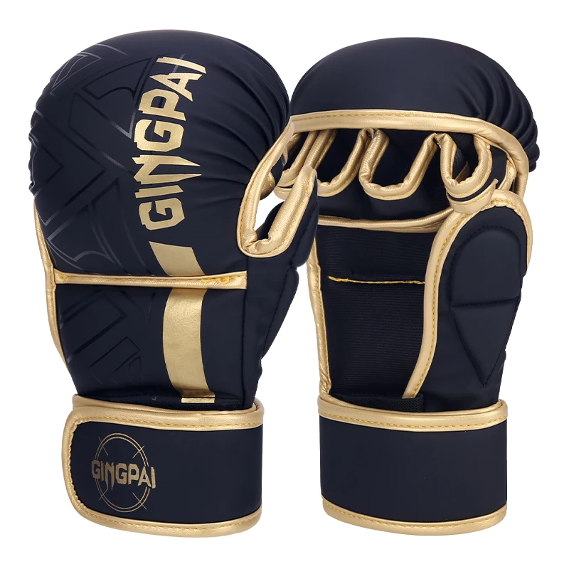 GINGPAI Professionelle MMA Boxhandschuhe Halbfinger Sandsack Karate Muay Thai Trainingshandschuhe Männer Frauen Verdickte Boxausrüstung 6