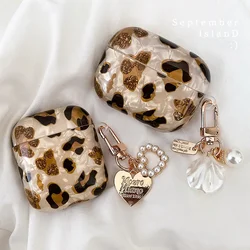Fundas para auriculares con perlas para Airpods Pro 2, funda protectora para auriculares con colgante de leopardo para Apple Airpod 3 Pro 2 1, funda de tercera generación
