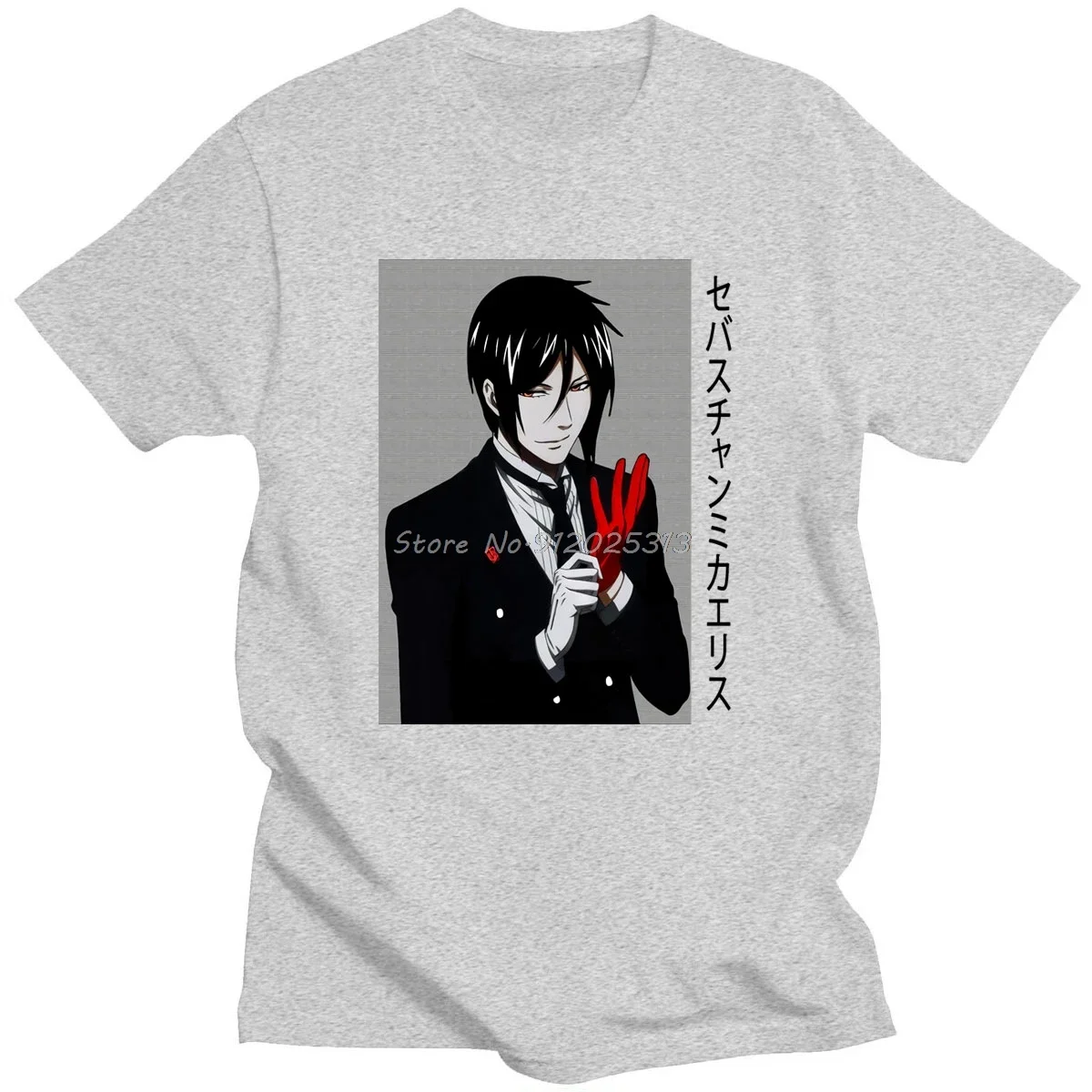 Japan Anime Black Butler Sebastian Ciel Phantomhive Male Fashion Casual Printed T-shirt Mens Summer  T-shirt New Style