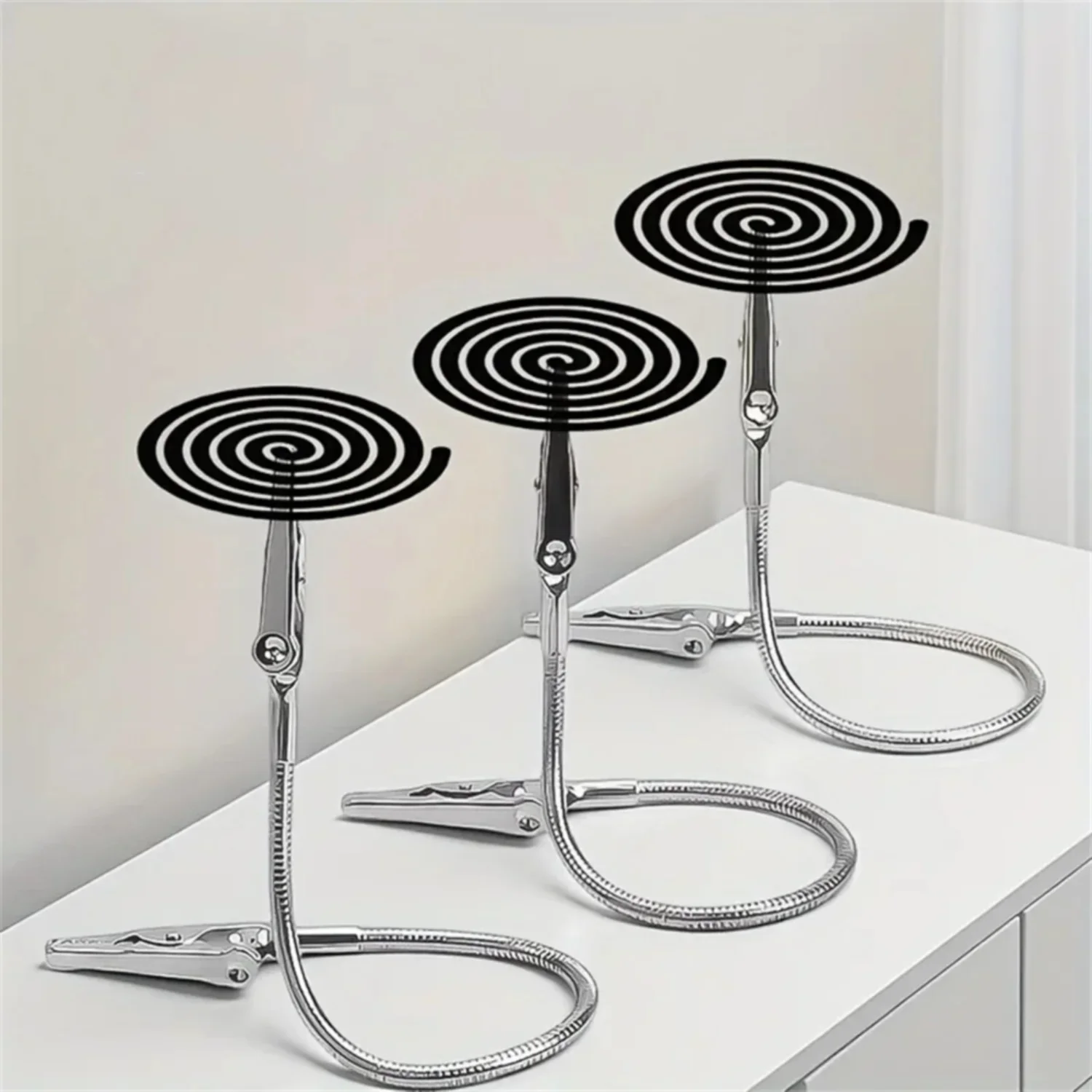 5-50Pcs Portable Mosquito Coil Holder Flexible Metal Alligator Clips Bracket for Outdoor use Pool Side Deck Camping and Hiking