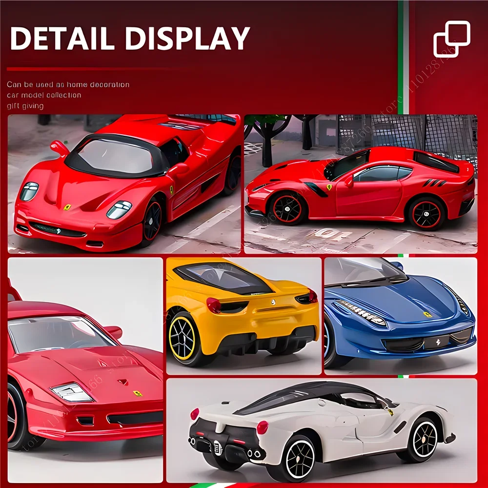 Bburago 1:64 Ferrari 458 Spider Replica Car Model, Scale SF90 F40 F50 488 Monza Enzo Laferrari Diecast Miniature Art Kid Boy Toy