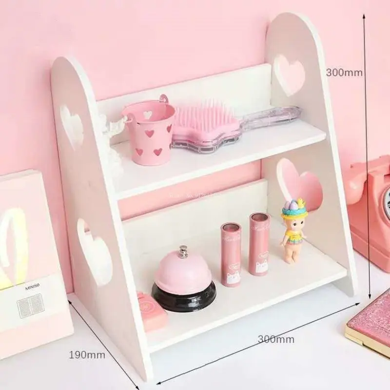 Love Heart Desktop Organizing Storage Rack Children's Learning Table Books Stationery Magazine Notes Double-layer Storage Rack