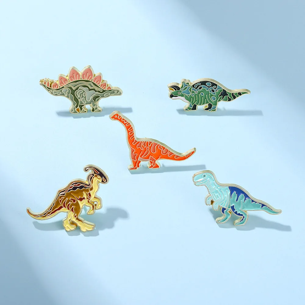 Cartoon Dinosaur Cute Ancient Animals Enamel Pin Jacket Sweater Decorative Jewelry Lapel Badge Accessories Brooch for Kids Gifts