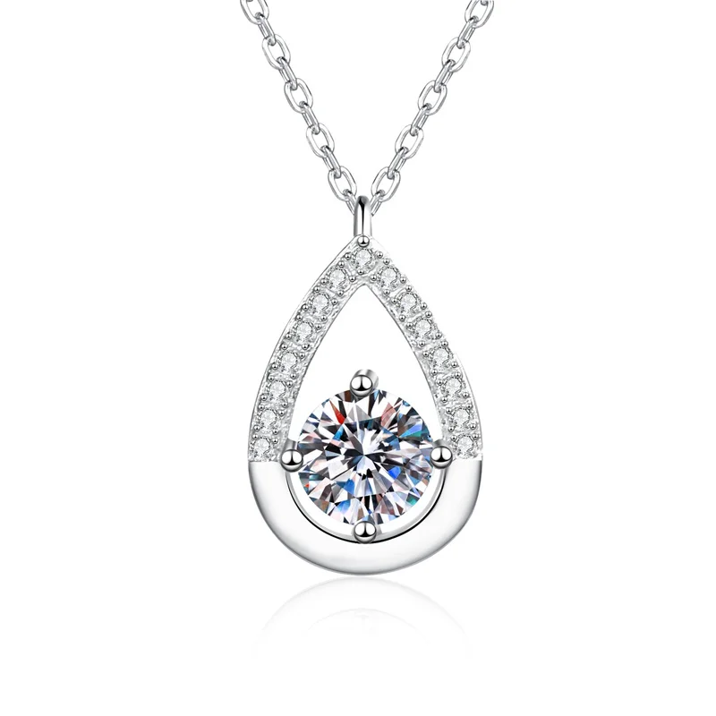 

ZFSILVER Fashion Classic s925 Silver 1ct Moissanite Color D Waterdrop Necklace Charms Women Accessories Party Jewelry Gift XL469
