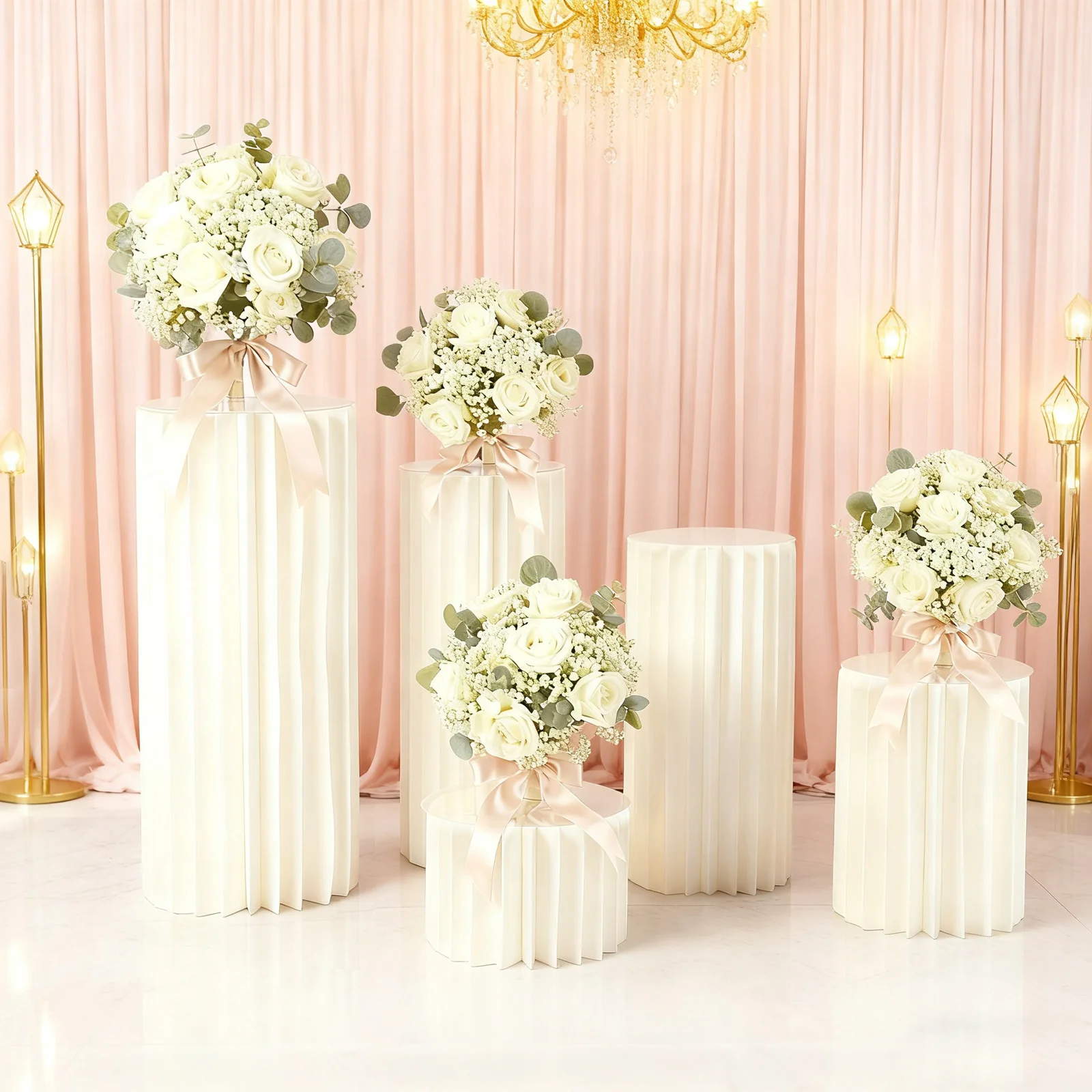 

5PCS Flower Vase Flowers Stand Wedding Centerpieces, Cardboard Cylinder Tables for Wedding Party Birthday Garden Decor