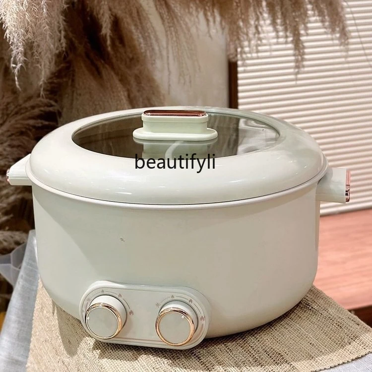 Olla caliente eléctrica de pato mandarín integrada hervida Shabu, olla de cocina eléctrica doméstica duo gourmet, dormitorio multifuncional