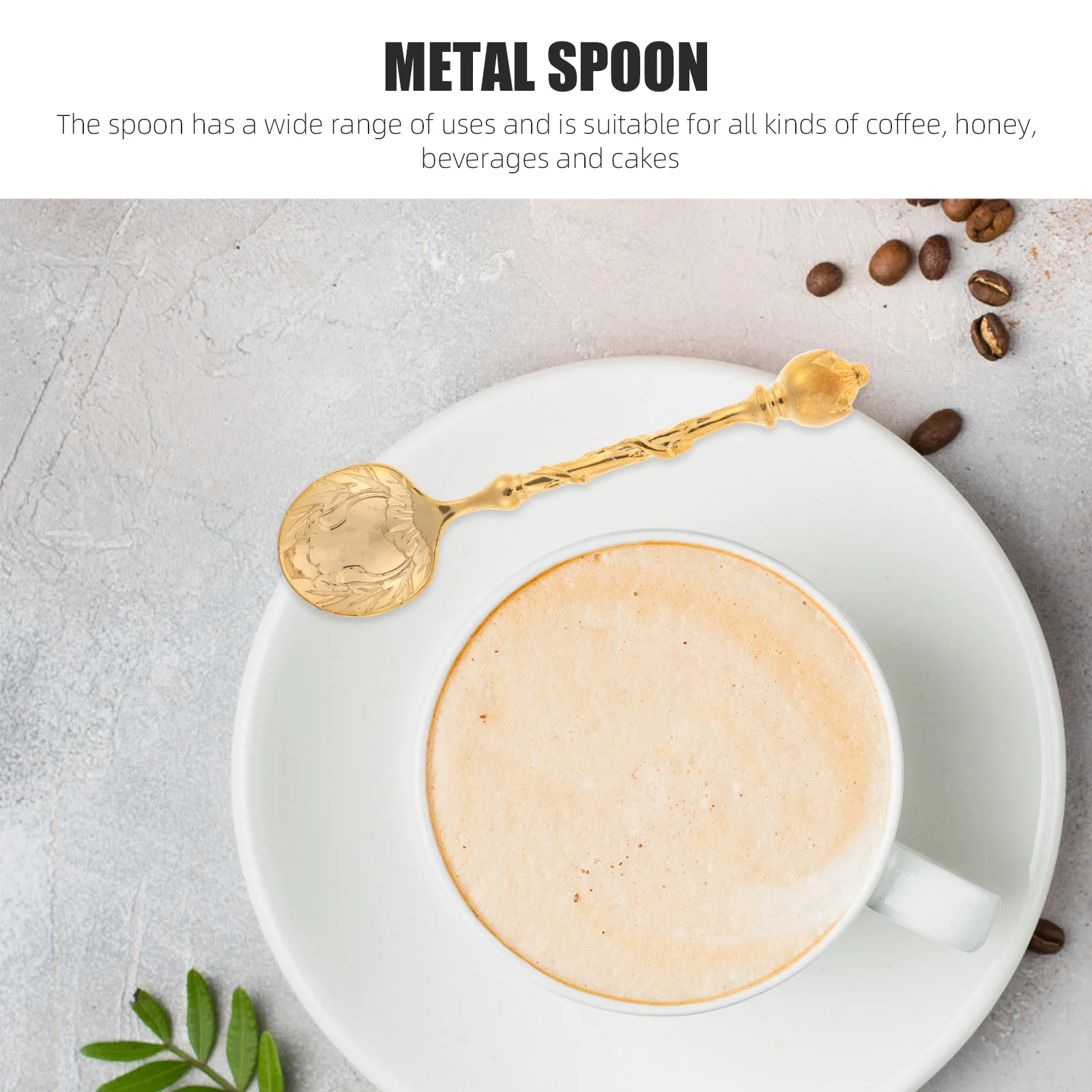 

4pcs Stainless Steel Mixing Spoon Vintage European Style Coffee Honey Beverage Dessert Ice Cream Spoon Dishwasher Safe