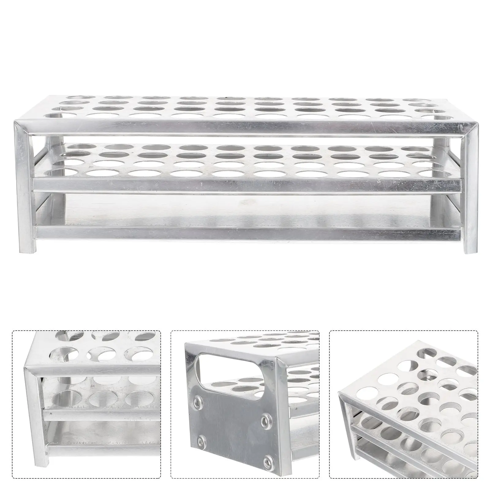 Multi-Use-Röhrchen Labor Reagenzglas Rack Rack Aluminium Labor Halter Leichte Praktische Chemische Lagerung Ständer Regal