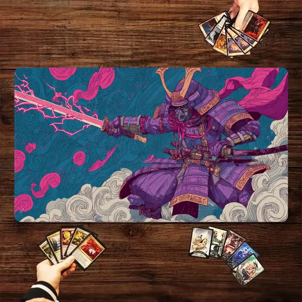 

Cyber-style samurai Magic Card Playmat with zone MTG playmat gathering game mat Desk Mat Commander Battle playmat magic rug