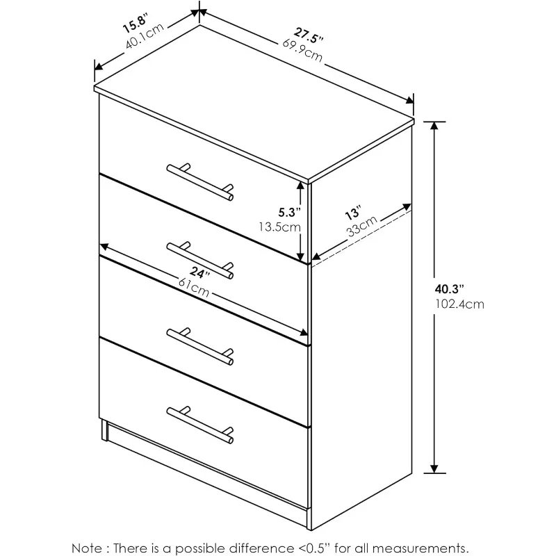 Design simples Dresser, 4-Tier Handle