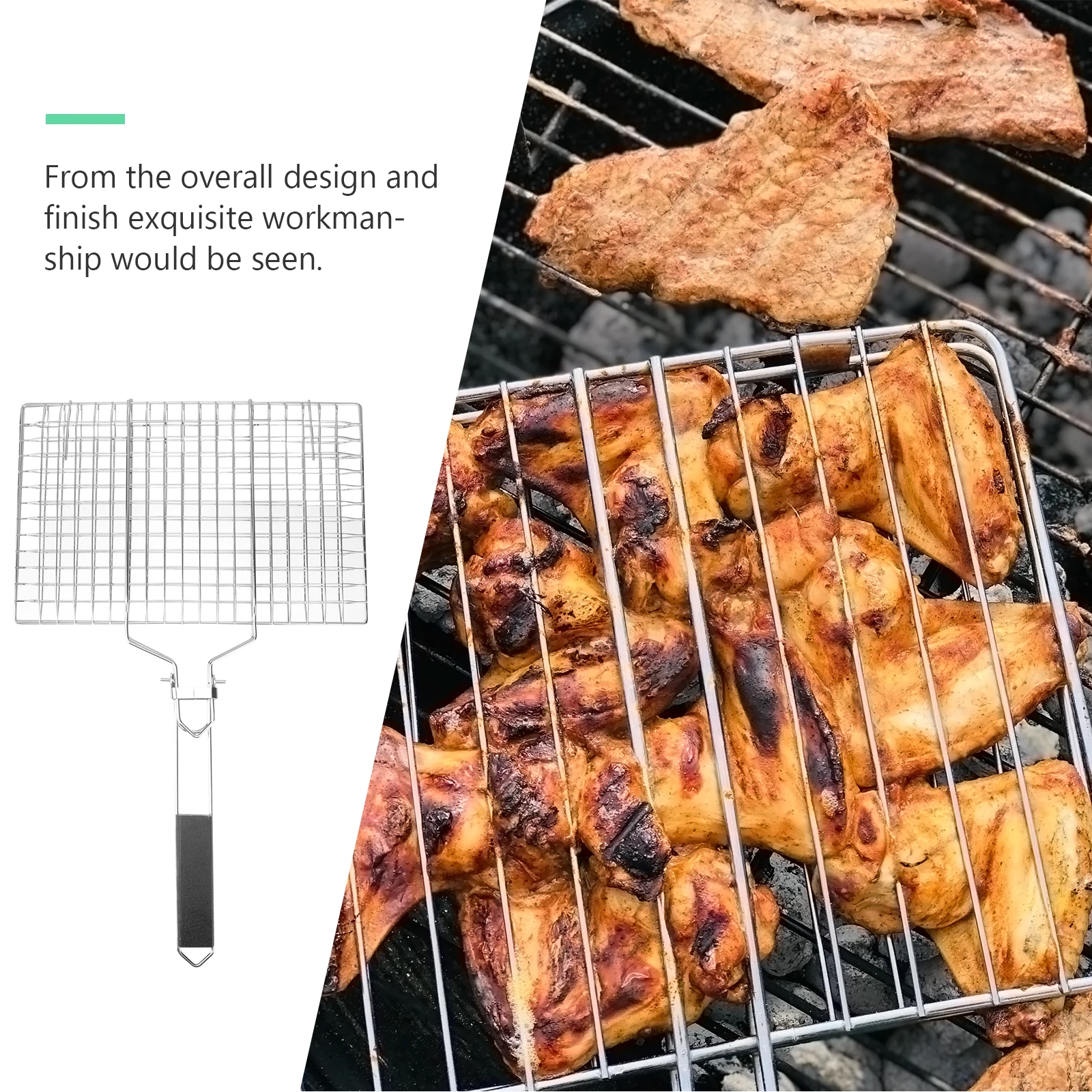 

Barbecue Grill Stainless Steel Detachable Foldable BBQ Supplies Nonstick Durable Kitchen Bar Stainless Steel Baebecue Net
