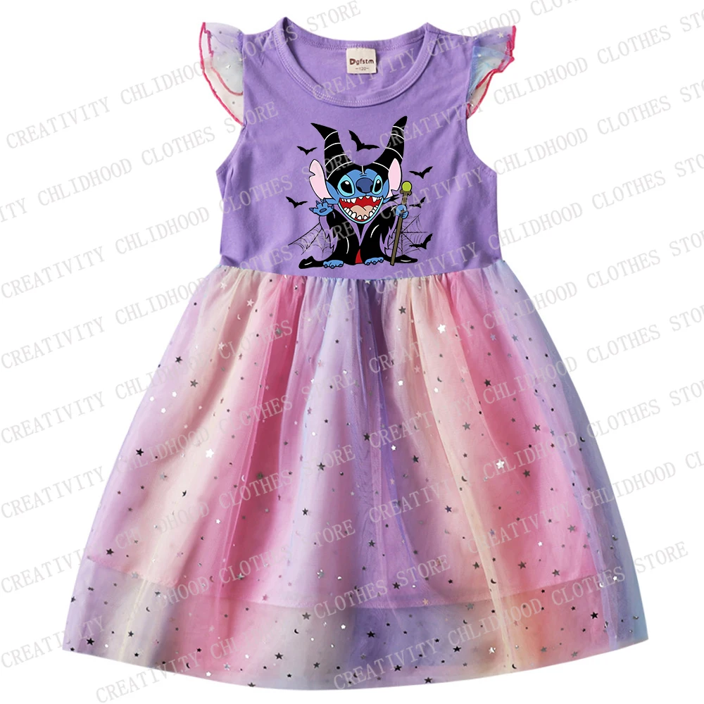 Girl Dress Halloween Children Disney Mickey Mouse Dresses Princess Cartoons Casual Clothes Girls Gauze Flying Sleeve Kid Gifts