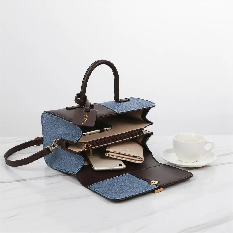 

Versatile Women's Commuter Tote Bag in Fashion Plaid Patchwork for City Living and Travel