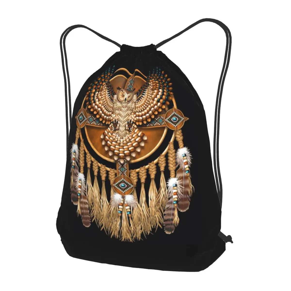 

Native Mandala Owl American Backpacks Fashion Drawstring Bags Sundries Bag Book Bags for Man Woman Students