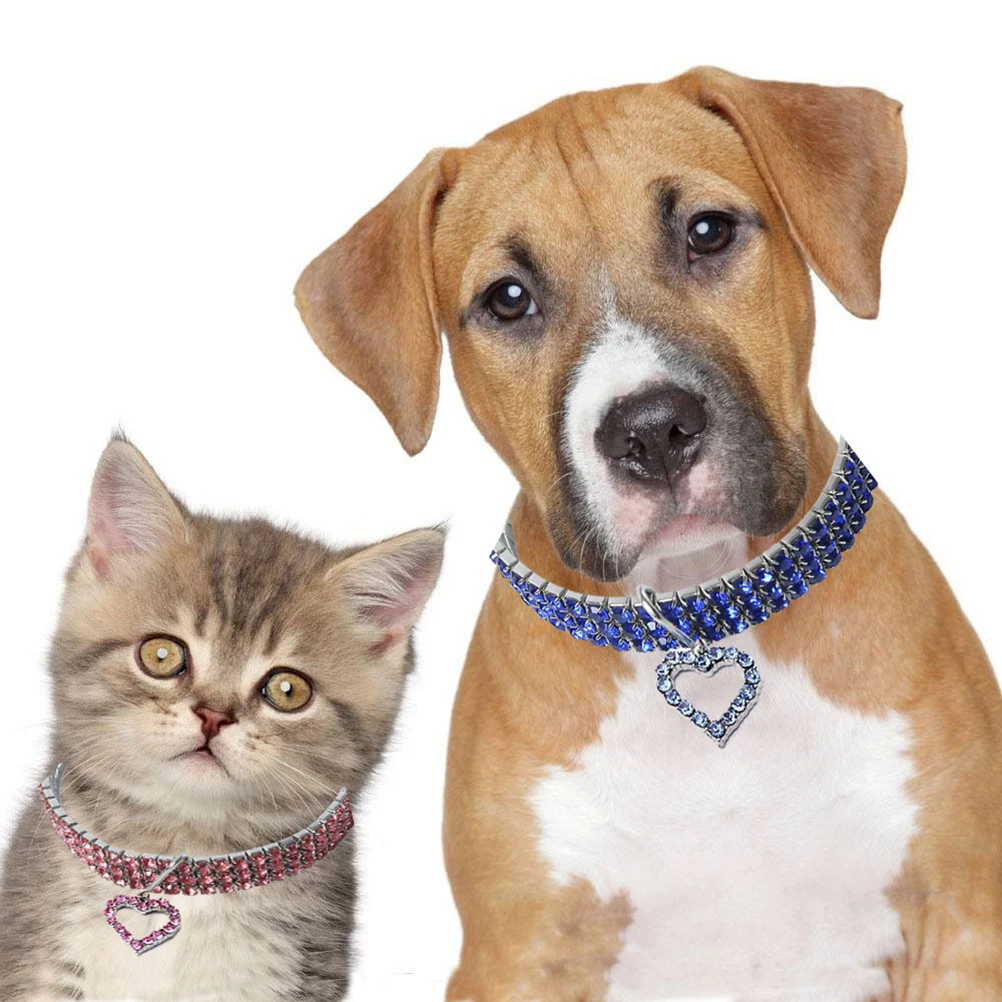

1Pcs Bright Color Fashion Pet Necklace Creative Heart Design Dog Collar For Puppy Kitty Size L Blue