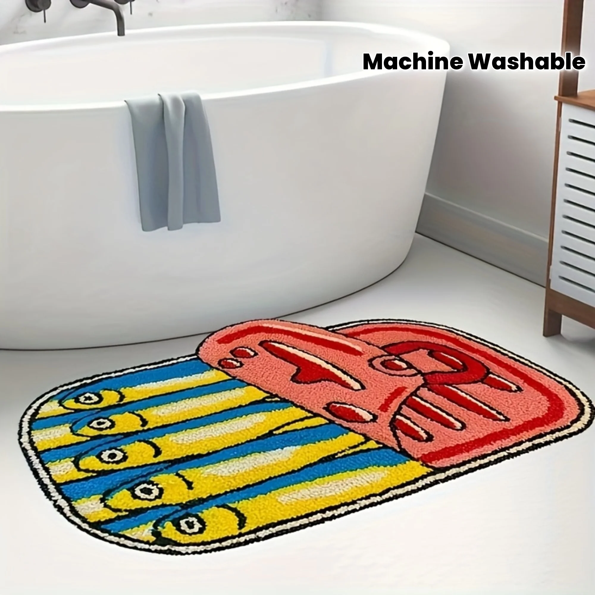 

VIKAMA Fun Bathroom Rug Small Fish Can Lid Design Bathroom Children's Room Ins Style Decorative Floor Mat
