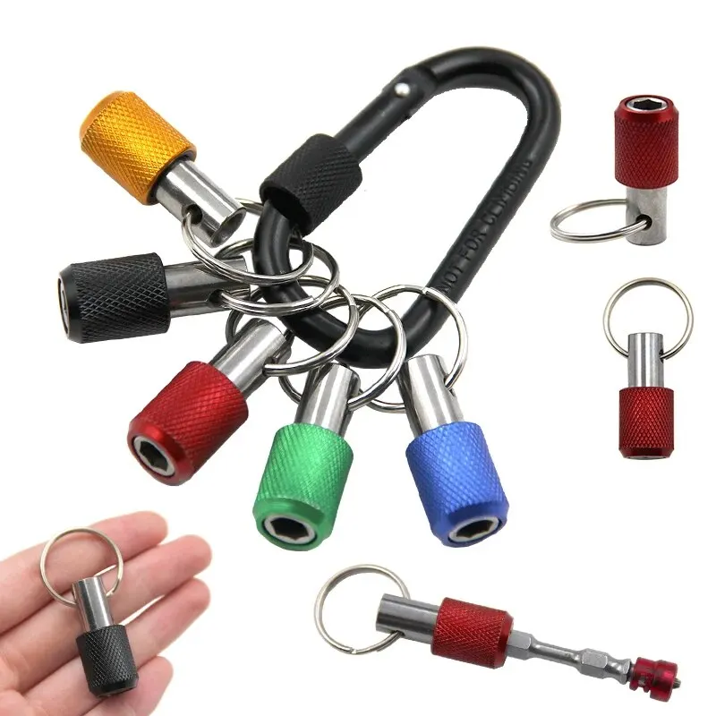 5pc Color Keychain Quick Change Extension Rod 1/4 Hexagonal Handle Screwdriver Head Quick Release Sleeve Conversion Rod Tool Set