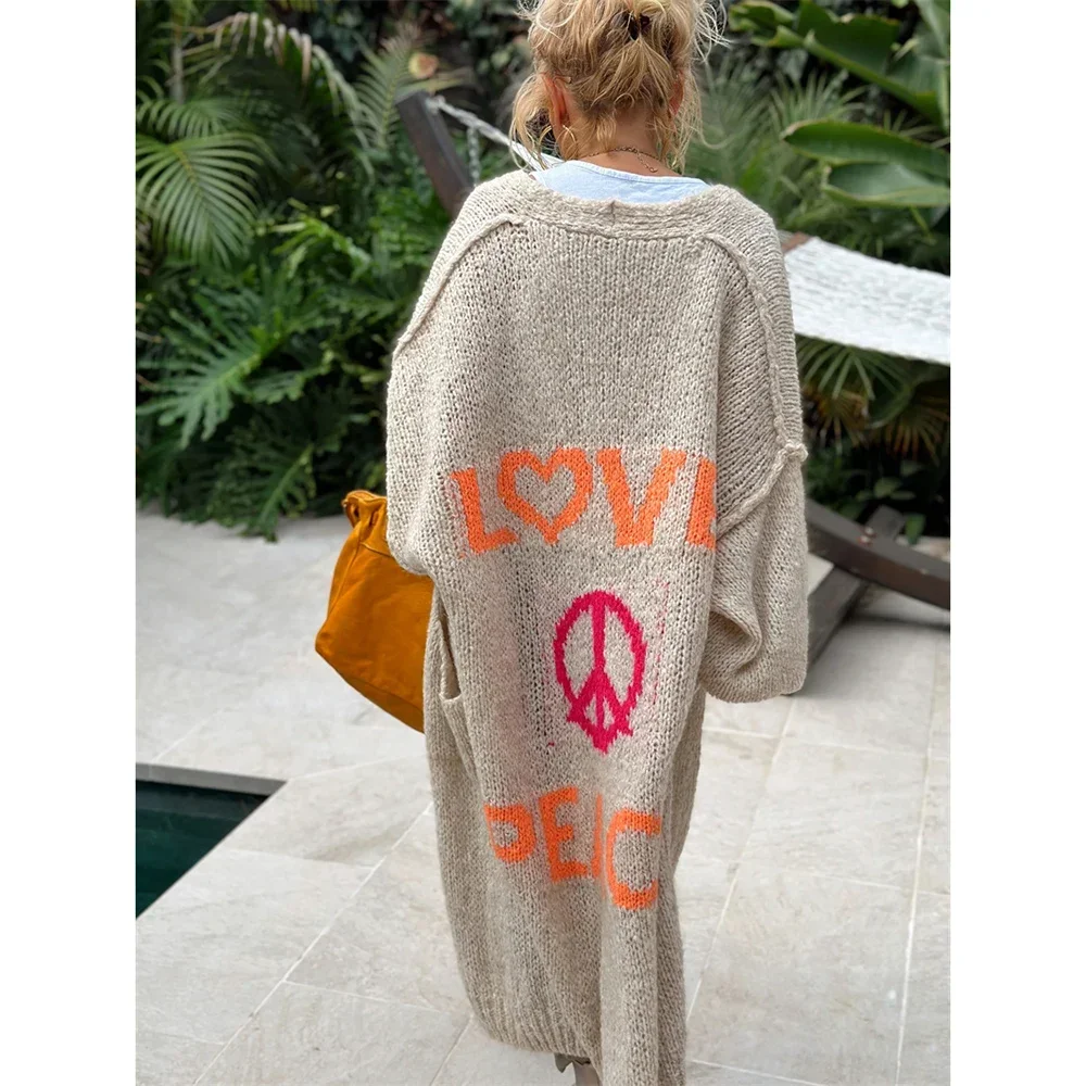 Knitted Long Cardigan Women Sweater Coats Casual Long Sleeve Loose Outerwear Sweaters Coat Autumn Winter Warm Streetwear Jumpers